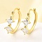 Rhombus Brass Micro Pave Clear Cubic Zirconia Hoop Earrings, Lead Free & Cadmium Free, Long-Lasting Plated, Rack Plating, Real 18K Gold Plated, 25.5x24.5x8.5mm