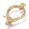 Brass Micro Pave Cubic Zirconia Lobster Claw Clasps, with Bail Beads/Tube Bails, Long-Lasting Plated, Clear, Real 18K Gold Plated, 27x18x5mm, Hole: 2x2.5mm, Tube Bails: 10x8x2mm, hole: 1.4mm