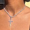 Cross Alloy with Crystal Rhinestone Pendant Necklaces, Platinum, 15.75 inch(40cm)