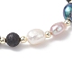 Браслеты из натуральных бусин из пресноводного культивированного жемчуга и лавового камня для женщин BJEW-JB12867-4