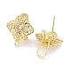Серьги-гвоздики из латуни с микропаве и полыми ромбами и кубическим цирконием KK-E083-10G-2