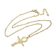 Латунный микропаве прозрачный кубический цирконий ожерелья с подвеской в виде креста анкх NJEW-S446-01G-2
