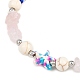 Браслеты на лодыжку с бусинами из окрашенной синтетической бирюзы и натурального розового кварца AJEW-AN00733-01-4