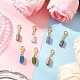 7шт колонна натуральный родонит и канадский нефрит и аквамарин и аметист и апатит и лазурит и лабрадорит подвесные украшения HJEW-JM03745-02-1