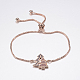 Регулируемые латунные браслеты из микропаве из циркония и боло BJEW-F302-26-2