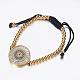 Регулируемые латунные плетеные браслеты из бисера BJEW-G528-06G-1