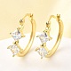 Серьги-кольца с ромбами из латуни с микропаве из прозрачных кубических цирконий EJEW-Z121-07G-1