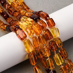 Нити бусин из натурального янтаря градиентного цвета, прямоугольные, с бисером, 7~8x5~6x4.5~6 мм, отверстие : 0.5 мм, около 39 шт / нитка, 15.08'' (38.3 см)