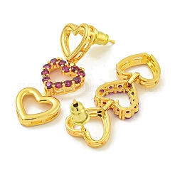 Серьги-гвоздики из латуни с микропаве из кубического циркония EJEW-H014-07G-01