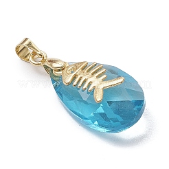 Подвески-капли из сплава и стекла с морской тематикой&nbsp;PALLOY-JF03880