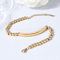 Браслеты из нержавеющей стали 304 с бусинами&nbsp;BJEW-D408-02G