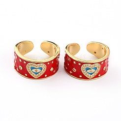 Латунные кольца из манжеты с прозрачным цирконием RJEW-H543-11G