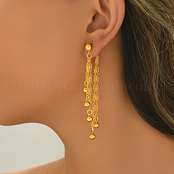 Модные латунные круглые серьги-гвоздики с кисточками MY1502