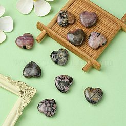 Натуральный родонит в форме сердца из пальмового камня G-YW0001-54