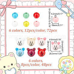 120 шт. 12 стиля натуральных деревянных европейских бусин WOOD-NB0002-78