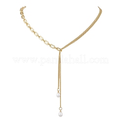Ожерелье-лариата с круглыми кисточками из натурального жемчуга&nbsp;NJEW-JN05843