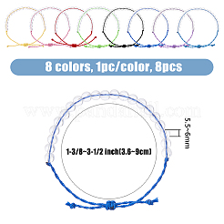 8шт. 8-х цветный комплект браслетов из плетеных бусин из натурального кварцевого кристалла BJEW-FI0001-36