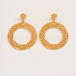 Серьги-гвоздики из сплава с круглыми полыми кольцами OL8741