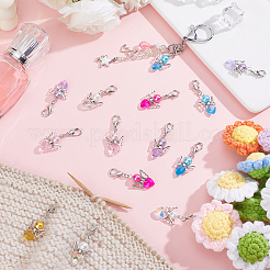 30 шт. 6 стиля подвеска в виде сердца в виде ангела из стекла&nbsp;HJEW-HY00160