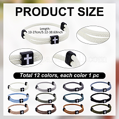 12шт 12-х цветные плетеные веревочные полиэстеровые шнуры-браслеты BJEW-WR0001-05
