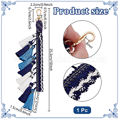 Украшения из полиэфирной ткани с кисточками и застежками из сплава&nbsp;PURS-WH0001-82