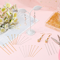 600 шт. 6 стиля латунных штифтов с плоской головкой и наборов штифтов с ушком&nbsp;KK-SP0002-40