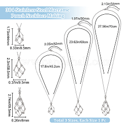 3 шт. 3 стиля ожерелья-мешочки из нержавеющей стали 304 для изготовления самородков драгоценных камней&nbsp;NJEW-BBC0001-25