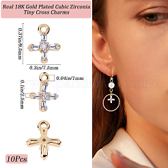 10 шт. латунные подвески-крестики из прозрачного кубического циркония KK-BBC0015-92
