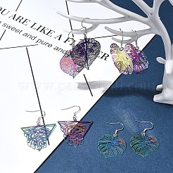 Наборы для изготовления украшений из нержавеющей стали в виде листа 201 с травленым металлом DIY-FS0007-45