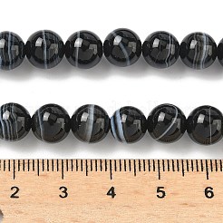 Натуральные черные полосатые агатовые / полосатые агатовые бусины&nbsp;G-C267-C01-8mm