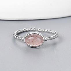 Кольца-манжеты из серебра 925 пробы с натуральным клубничным кварцем FS-WGA8A26-01