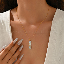 Женские ожерелья с геометрическим овалом из нержавеющей стали с микропаве из прозрачных кубических цирконий JD6155