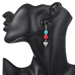 Серьги-подвески из синтетической бирюзы и сплава&nbsp;EJEW-JE06929