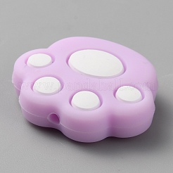 Экологически чистые силиконовые фокусные бусины с принтом кошачьей лапы SIL-WH0012-040J