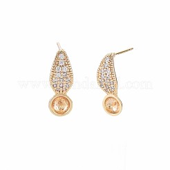 Латунные микро-паве прозрачные серьги-гвоздики из циркония&nbsp;KK-S364-127