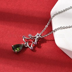 Подвески с микропаве из кубических цирконий в форме рождественской елки из латуни NJEW-L468-01P-B02