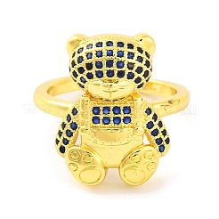 Открытое кольцо-манжета из латуни Bear с микропаве и кубическим цирконием для женщин RJEW-U003-23