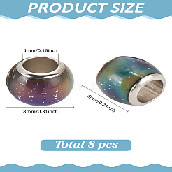 8шт стеклянные европейские бусины&nbsp;GLAA-LP0001-03