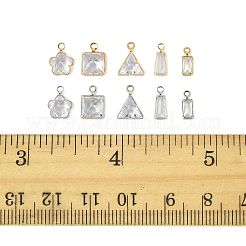 20 шт. 10 стиля подвески из латуни с прозрачными кубическими цирконами&nbsp;ZIRC-FS0001-03