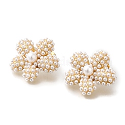 Серьги-гвоздики из латуни с цветочным покрытием EJEW-H016-08G