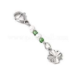 6 шт. подвесные украшения из латуни в виде клевера двух цветов&nbsp;HJEW-JM04554