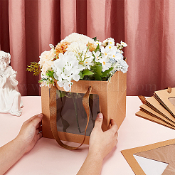 Квадратные бумажные подарочные пакеты с видимым пластиковым окном ABAG-WH0051-10C