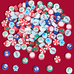 200шт 10 стиля новогодняя тема ручной работы бусины из полимерной глины&nbsp;CLAY-SC0002-54