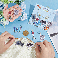 Непрозрачные акриловые подвесные маркеры «животные и розы» HJEW-AB00358