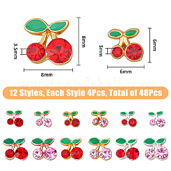 48 шт. 12 стиля кабошонов из вишневого сплава со стразами&nbsp;MRMJ-FH0001-29