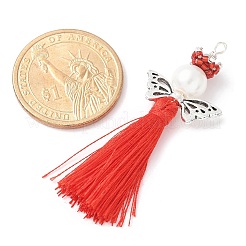 Стеклянные жемчужины круглые бусины с поликоттоновой кисточкой большие подвески PALLOY-MZ00612-04