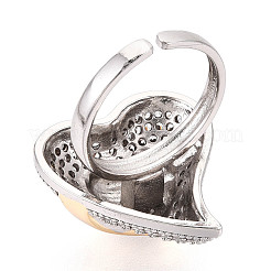 Латунные микропаве кубические цирконии регулируемые открытые манжеты кольца для женщин RJEW-N051-05GP