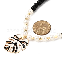 Ожерелья из круглых бусин из листового сплава с эмалью NJEW-JN05350-01