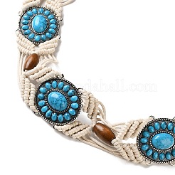 Ремни-цепочки из вощеного шнура и дерева в стиле бохо из сплава античного серебра и смолы для женщин AJEW-K053-01