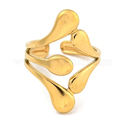 Ионное покрытие (ip) 304 нержавеющая сталь каплевидной формы открытое манжетное кольцо для женщин RJEW-A043-14G